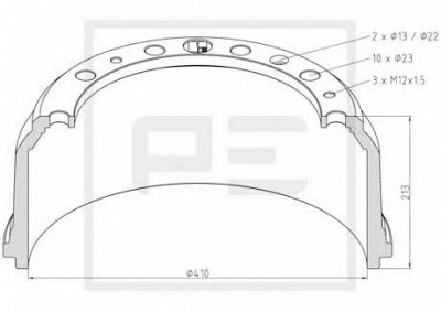PE AUTOMOTIVE 03640400a -  Тормозной барабан